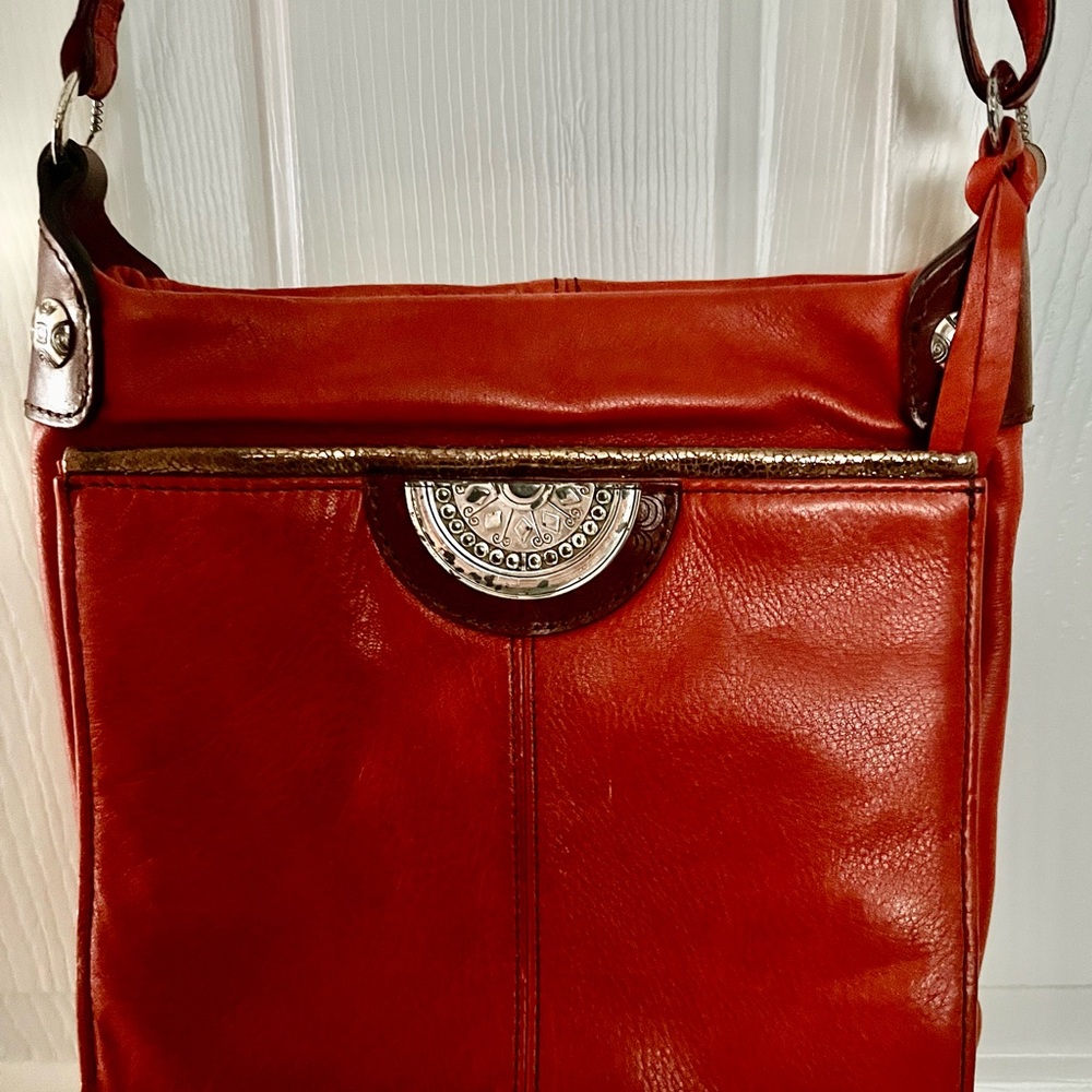 REDUCED!!!  Orange Brighton Leather Organizer Shoulder Bag